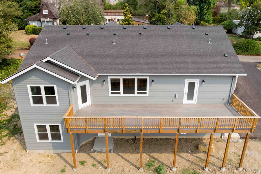 Photo of Contemporary Craftsman sky view of second story balcony