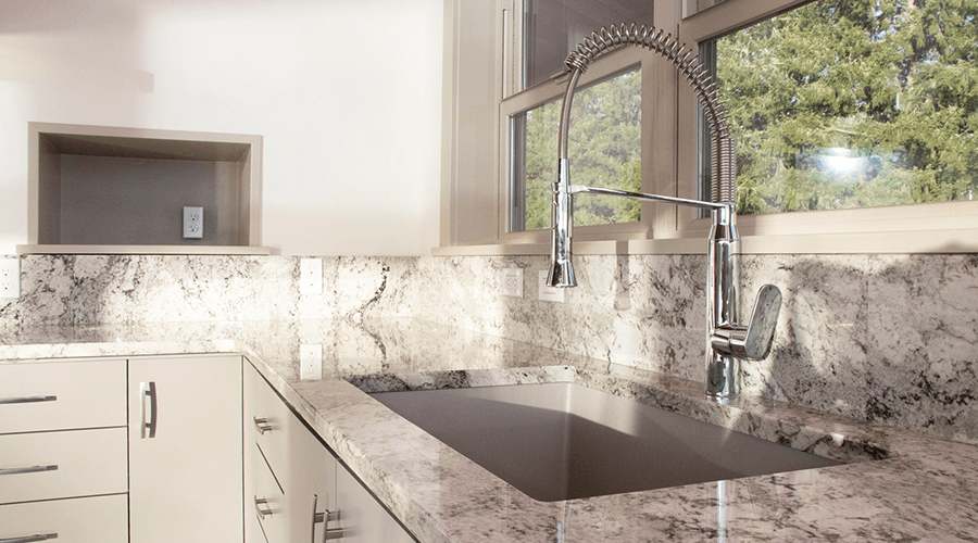 Kitchen sink with modern fixtures